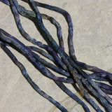 DEEP WATERS Silk Cords 3mm to 4mm x 3 Yards Long / Hand Dyed and Sewn Silk Handsasting Cording / Watercolor Cords in Blue Green Purple