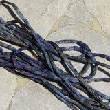 DEEP WATERS Silk Cords 3mm to 4mm x 3 Yards Long / Hand Dyed and Sewn Silk Handsasting Cording / Watercolor Cords in Blue Green Purple