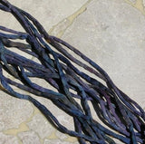 DEEP WATERS Silk Cords 3mm to 4mm x 3 Yards Long / Hand Dyed and Sewn Silk Handsasting Cording / Watercolor Cords in Blue Green Purple