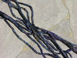 DEEP WATERS Silk Cords 3mm to 4mm x 3 Yards Long / Hand Dyed and Sewn Silk Handsasting Cording / Watercolor Cords in Blue Green Purple