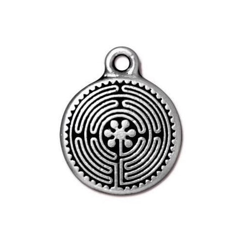 TierraCast Small LABYRINTH CHARMS, 20mm Celtic Drops, Antique Silver, Qty 4 to 20, Yoga MeditatIon, Bulk Yoga Wrap Charm