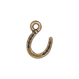 HORSESHOE Charms, Antique Gold, TierraCast, Lucky Charms, Qty 4 to 20, Western Charms, Horse Shoe Charm Drops, Southwestern Cowboy Charms