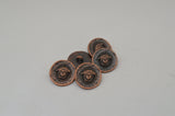 Emperor Buttons, Antique Copper Metal, 15mm 5/8" Qty 4 to 8, Ethnic Tribal Clothing Button, Sweater and Yoga Wrap Clasps