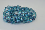 Czech AQUA BLUE AB Faceted Round 10mm Glass Beads, Fire Polish with Metallic, Fire Polished, Qty 25 Firepolished