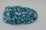 Czech AQUA BLUE AB Faceted Round 10mm Glass Beads, Fire Polish with Metallic, Fire Polished, Qty 25 Firepolished