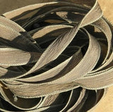 Warm Gray silk ribbons are hand dyed and handmade - Qty 5 ribbons in a warm elephant gray - Lovely bracelet wraps necklaces or floral trim