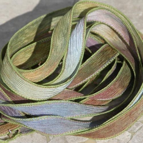 FAIRY WHISPERS Hand Dyed Silk Ribbon Strings Necklace Watercolor Ribbon, Great for Silk Necklace Ties or Silk Wraps