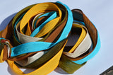 Rodeo Hand Dyed Silk Ribbons Assortment Qty 7 Crinkle Silk Wrap Bracelets or Necklaces Flower Bouquet Trim, Southwest Colors, Craft Ribbon