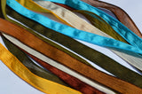 Rodeo Hand Dyed Silk Ribbons Assortment Qty 7 Crinkle Silk Wrap Bracelets or Necklaces Flower Bouquet Trim, Southwest Colors, Craft Ribbon