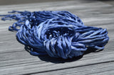 Blue Jean Silk Cords, Blue Silk Cording, Silk Strings 3-4mm x 3 Yards, Hand Dyed Jewelry Making Cords, Craft Supplies, Blue Jean Cords