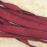 BLACK CHERRY Red Silk Ribbons, 5 Hand Dyed Handmade, Deep Red JamnGlass Jewelry Stringing Supplies Necklace Ribbons or Bracelet Wraps