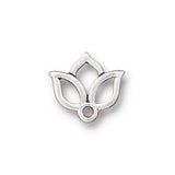 TierraCast OPEN LOTUS Charms, Antique Silver, Lotus Flower Drops, 14.6mm Wide, Qty 4 to 20, 16.6mm Tiny Bohemian Yoga Wrap Charm