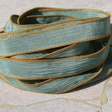 HUSHED TEAL Silk Ribbons, Strings, Hand Dyed and Sewn, Bulk Listing Qty 5 to 25 Ribbons, Blue Green, Stringing Supplies Jewelry or Crafts