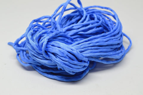 SKY BLUE Silk Cords, Silk Cording, 3 Yards x 3-4mm Thick Jewelry Making Cords, Stringing Supplies, Hand Dyed Hand Sewn Silk Satin