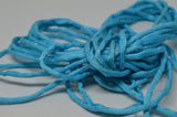 TURQUOISE Silk Cords, Aqua Blue Silk Cording, 3 Yards x 3-4mm Thick Jewelry Stringing, Embroidery Cord, Bridal Supplies, Hand Dyed Hand Sewn - LakiKaiSupply