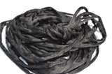 BLACK Silk Cords, Hand Dyed Silk Strings 3 Yards 3-4mm, JamnGlass Silk Cording Jewelry Making Craft Cords