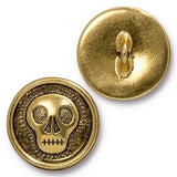 SKULLY Buttons, Tierracast, Metal Button, 17mm Antique Gold, Qty 4 Day of the Dead Skull Buttons, For Leather Wraps, Focal Clasps