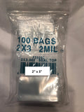 100 Clear Plastic Resealable Bags, Zip Close, Lock Seal, 2ml 2 x 3", Reclosable Poly Bags, Small Bead Storage, Seal Top Baggies