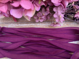 DARK RASPBERRY Silk Ribbons Pink, 5 Silk Strings, Crinkle Silk Ribbon, Silk Bracelets, Silk Wraps, Hand Dyed Handmade Dark Pink Burgundy