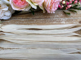 IVORY silk ribbons are soft hand dyed and handmade - Qty 5 off white crinkle bracelet wraps -  Also for bridal decor, flower bouquet trim