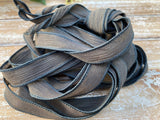 ESPRESSO Silk Ribbons Hand Dyed and Sewn Qty 5 to 25, Brown Black Coffee Chicory JamnGlass Ribbons