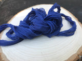 Navy Blue Silk Ribbon Hand Ripped Sheer Silk Hand Dyed 3" Wide x 3 Yards Bows, Raw Edge Wedding Flower Decoration or Invitation Ribbons