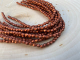 COPPER 3mm Faceted Round Czech Glass Beads/ Firepolished Round Beads Metallic Fire Polished Bead