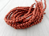 Metallic Lava Matte 3mm Faceted Round Beads /Czech Glass Beads /Red Metal Firepolished Beads /Fire Polish