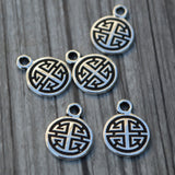 Chinese Lu Charms, TierraCast Pendants, Tiny 14.6mm Charms, Antique Silver, Qty 4 to 20, Plated Pewter From Jade Collection