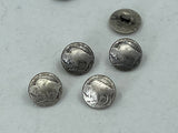 BUFFALO Nickel Metal Buttons 3/8" Antique Silver, Nickel Reproduction Tiny Shank Back Button, Qty 4 or 8, Buffalo Head 11mm