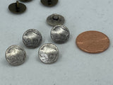 BUFFALO Nickel Metal Buttons 3/8" Antique Silver, Nickel Reproduction Tiny Shank Back Button, Qty 4 or 8, Buffalo Head 11mm