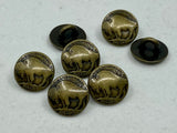 BUFFALO Nickel Metal Buttons 3/8" Antique Brass, Nickel Reproduction Tiny NBC BBC Shank Back Button, Qty 4 or 8, Buffalo Head 11mm