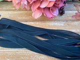 Midnight Blue Hand Dyed Silk Ribbon Crinkle Silk, Bulk Qty 5 to 25 Strings Dark Aqua Blue Green, Craft Jewelry Making Strining Supplies