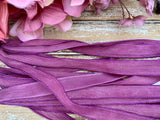 RASPBERRY PINK Silk Ribbons, Crinkle Silk Craft Ribbons, Qty 5, Hand Dyed Strings, Silk Wraps for Bracelet Wraps, Stringing Supplies