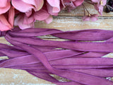 RASPBERRY PINK Silk Ribbons, Crinkle Silk Craft Ribbons, Qty 5, Hand Dyed Strings, Silk Wraps for Bracelet Wraps, Stringing Supplies