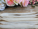 IVORY silk ribbons are soft hand dyed and handmade - Qty 5 off white crinkle bracelet wraps -  Also for bridal decor, flower bouquet trim