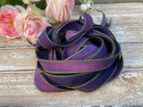 SUNSET BEACH Hand Dyed Silk Ribbons, Silk Strings, Handmade Crinkle Silk Ribbon, Qty 5 Purple Pink Blues Ties, Silk Wraps  for Jewelry