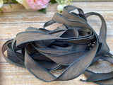 ESPRESSO Silk Ribbons Hand Dyed and Sewn Qty 5 to 25, Brown Black Coffee Chicory JamnGlass Ribbons