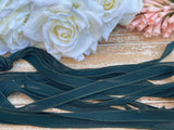 EVERGREEN Silk Ribbons 5 Hand-Dyed Sewn Strings Dark Pine Green Jamn, Great for Silk Wrap Bracelets, Necklace or Crafts