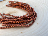 COPPER 3mm Faceted Round Czech Glass Beads/ Firepolished Round Beads Metallic Fire Polished Bead