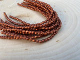 COPPER 3mm Faceted Round Czech Glass Beads/ Firepolished Round Beads Metallic Fire Polished Bead