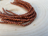 COPPER 3mm Faceted Round Czech Glass Beads/ Firepolished Round Beads Metallic Fire Polished Bead