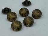 Indian Head Metal Buttons 3/8" Antique Brass, Reproduction Nickel Tiny Shank Back Button Qty 4 or 8  11mm, Clothing, Sweaters Shirt, Jewelry