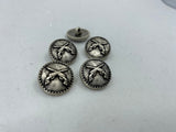 Crossed Guns Metal Buttons Antique Silver 3/4” 20mm Qty 4 Pistols Clothing Button for Sweater or for Leather Wrap Clasps