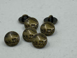 BUFFALO Nickel Metal Buttons 3/8" Antique Brass, Nickel Reproduction Tiny NBC BBC Shank Back Button, Qty 4 or 8, Buffalo Head 11mm