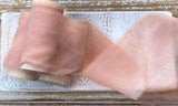 Peach Mist Silk Ribbon, Raw Edge Hand Ripped Sheer Ribbons Hand Dyed 2" x 3 Yards Wedding Decor, Bridal Flower Bouquet Trim Wrap Bracelets