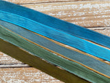 Rainforest Silk Ribbon Assortment Hand Dyed Green and Blue Ribbons Qty 5 Crinkle Silk, Avocado, Grass, Hushed Teal, Teal, Dark Turquoise