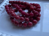 Deep Berry Red Jade Faceted Round Beads / Full Strand Dyed Mountain Jade 10mm beads in a lovely vibrant red / Great Earring Necklace Size