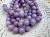 Lavender Jade Faceted Round Beads - Full Strand Dyed Mountain Jade 10mm bead in lovely salt water taffy purple grape - Earring Necklace Size - LakiKaiSupply