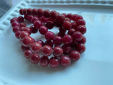 Deep Berry Red Jade Faceted Round Beads / Full Strand Dyed Mountain Jade 10mm beads in a lovely vibrant red / Great Earring Necklace Size